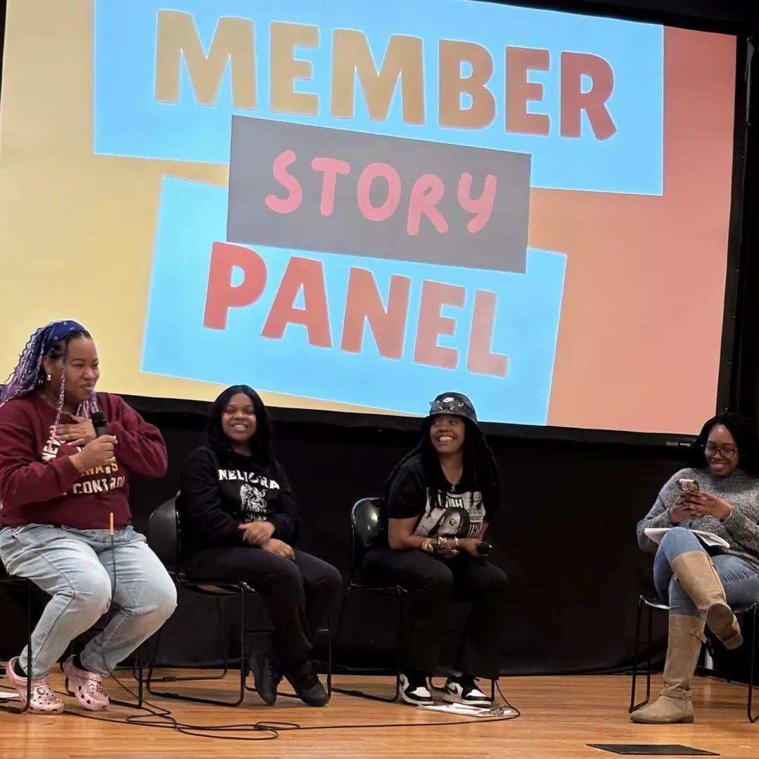 A member story panel at a guaranteed income event